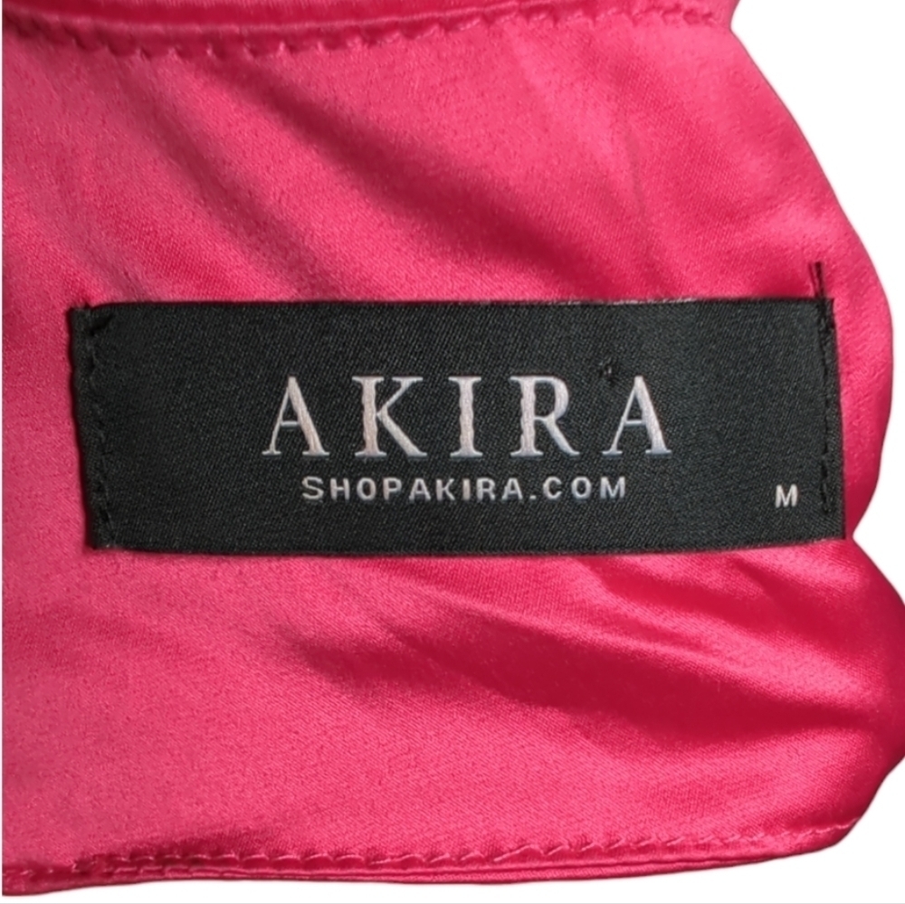 AKIRA Long Puffy Sleeve Mock Neck Satin Cropped Top Size M - Picture 3 of 5